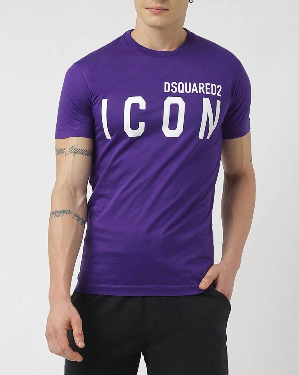 NEW DSQUARED2 large icon logo tee shirt in purple